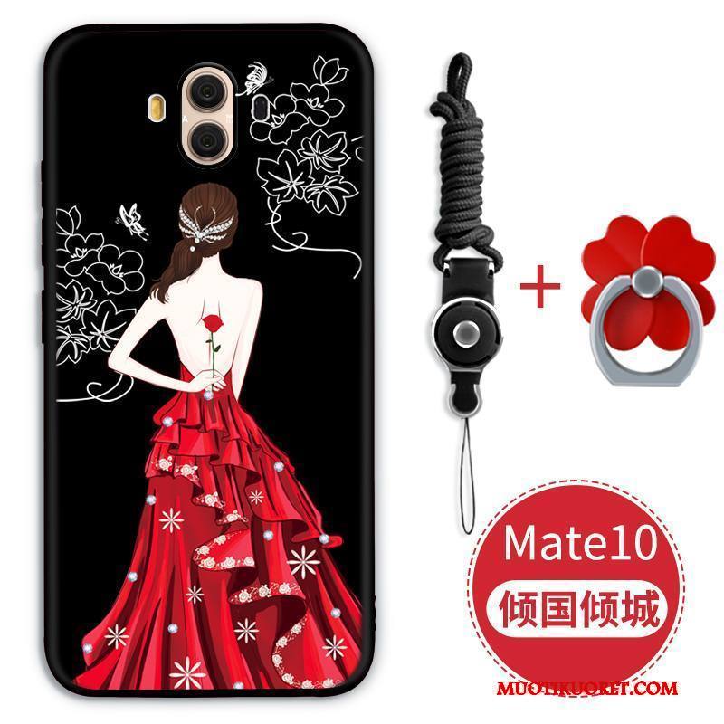 Huawei Mate 10 Kuori Puhelimen Kuoret All Inclusive Kohokuviointi Musta Kotelo Silikoni Murtumaton