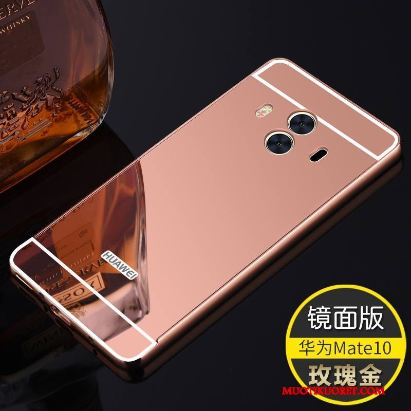 Huawei Mate 10 Kuori Suojaus Peili Kehys Metalli Kulta Takakansi Trendi
