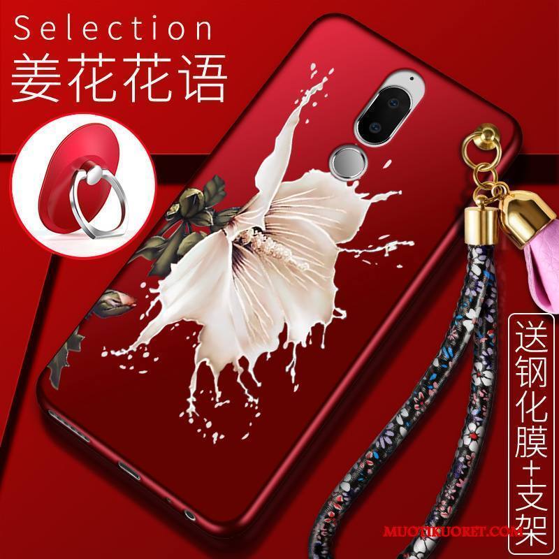 Huawei Mate 10 Lite Kuori Trendi Pesty Suede Luova Punainen Pehmeä Neste Kotelo Suojaus