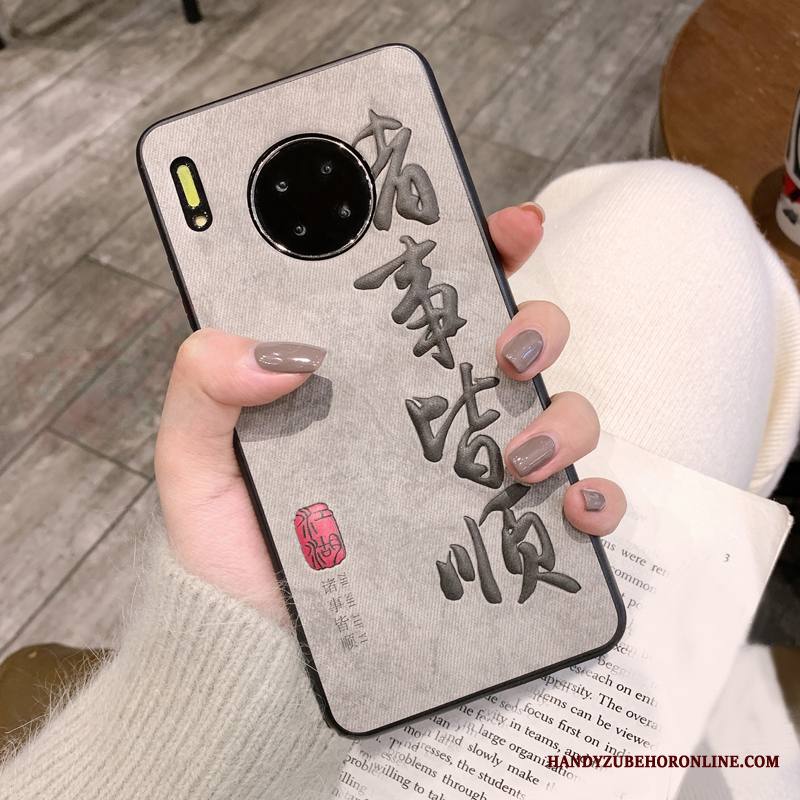 Huawei Mate 30 Kuori Alkuperäinen Musta Kukkakuvio Murtumaton Denimi Puhelimen Kuoret Suojaus