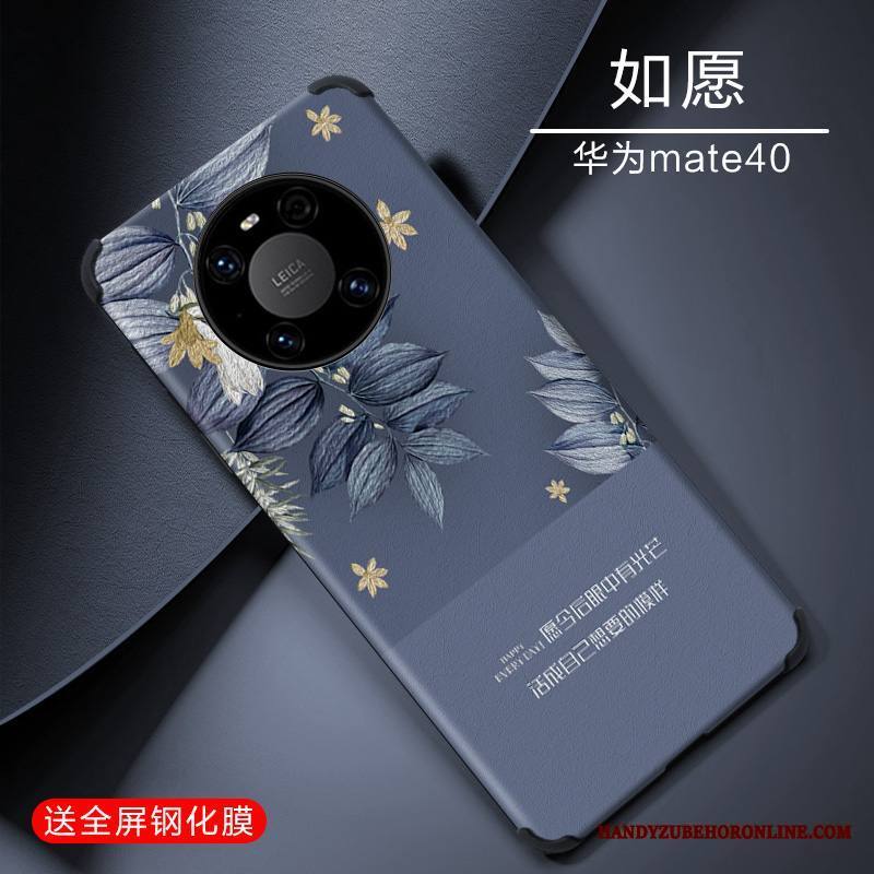 Huawei Mate 40 Kuori Silikoni All Inclusive Yksinkertainen Ihana Persoonallisuus Puhelimen Kuoret Sininen