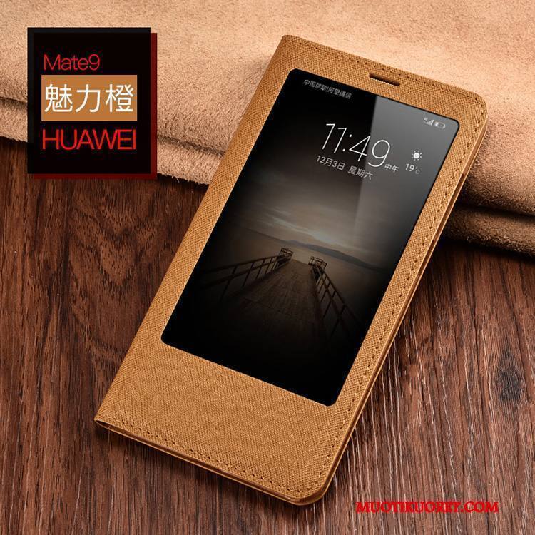 Huawei Mate 9 Kuori Murtumaton Keltainen Nahkakotelo Simpukka Puhelimen Kuoret