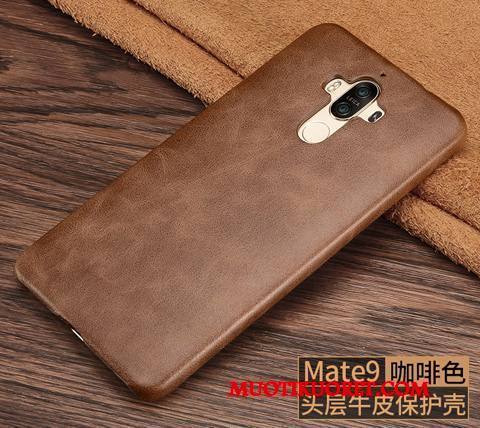 Huawei Mate 9 Kuori Rengas Aito Nahka Nahkakotelo Puhelimen Suojaus Puhelimen Kuoret Niitti