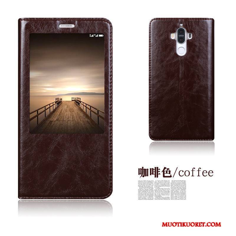 Huawei Mate 9 Simpukka Suojaus Kuori Sininen Kotelo Nahkakotelo Murtumaton