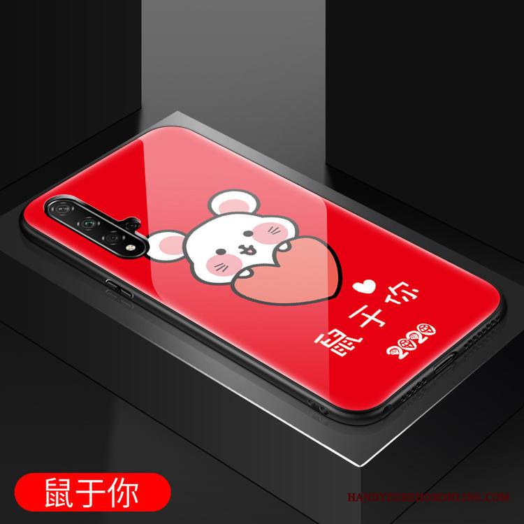 Huawei Nova 5t Kuori Peili Trendi Punainen Murtumaton Lasi Rotta Silikoni