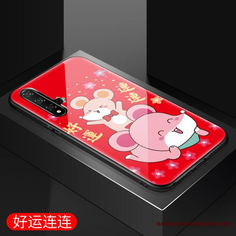 Huawei Nova 5t Kuori Peili Trendi Punainen Murtumaton Lasi Rotta Silikoni
