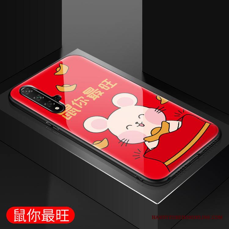 Huawei Nova 5t Kuori Peili Trendi Punainen Murtumaton Lasi Rotta Silikoni