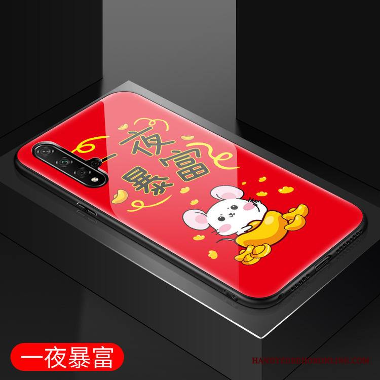 Huawei Nova 5t Kuori Peili Trendi Punainen Murtumaton Lasi Rotta Silikoni