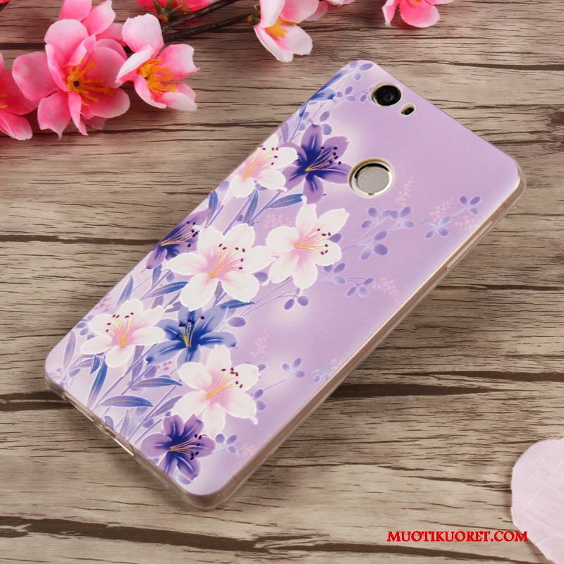 Huawei Nova Kuori Sarjakuva Pehmeä Neste Vaaleansininen Kotelo Kohokuviointi Trendi Silikoni