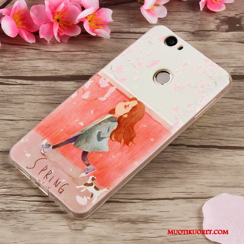 Huawei Nova Kuori Sarjakuva Pehmeä Neste Vaaleansininen Kotelo Kohokuviointi Trendi Silikoni