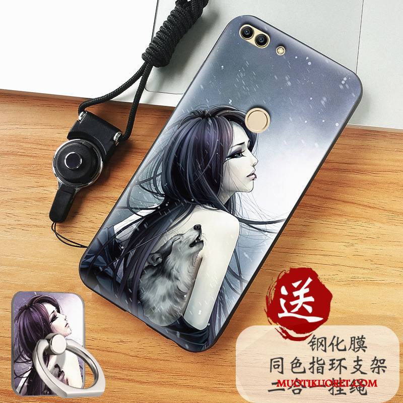 Huawei P Smart Kuori Harmaa Kotelo Murtumaton Puhelimen Kuoret Suojaus Pesty Suede Silikoni
