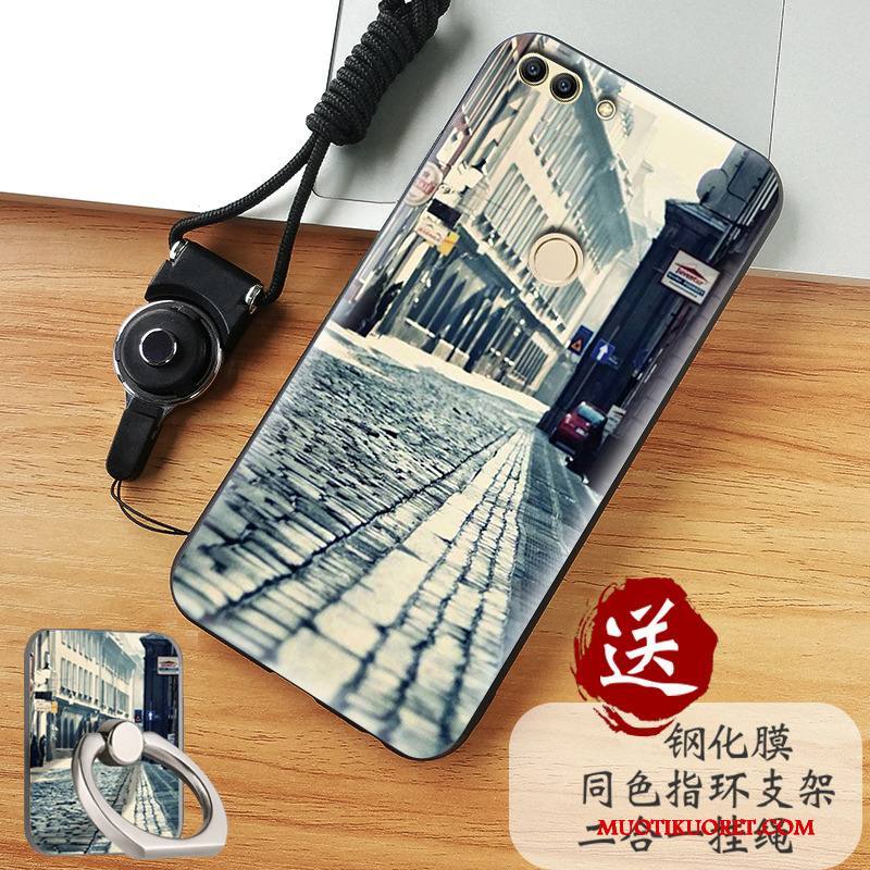 Huawei P Smart Kuori Harmaa Kotelo Murtumaton Puhelimen Kuoret Suojaus Pesty Suede Silikoni