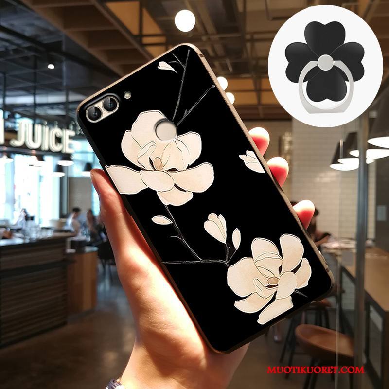 Huawei P Smart Kuori Kohokuviointi Pesty Suede Harmaa Kotelo Puhelimen Kuoret Suojaus Silikoni