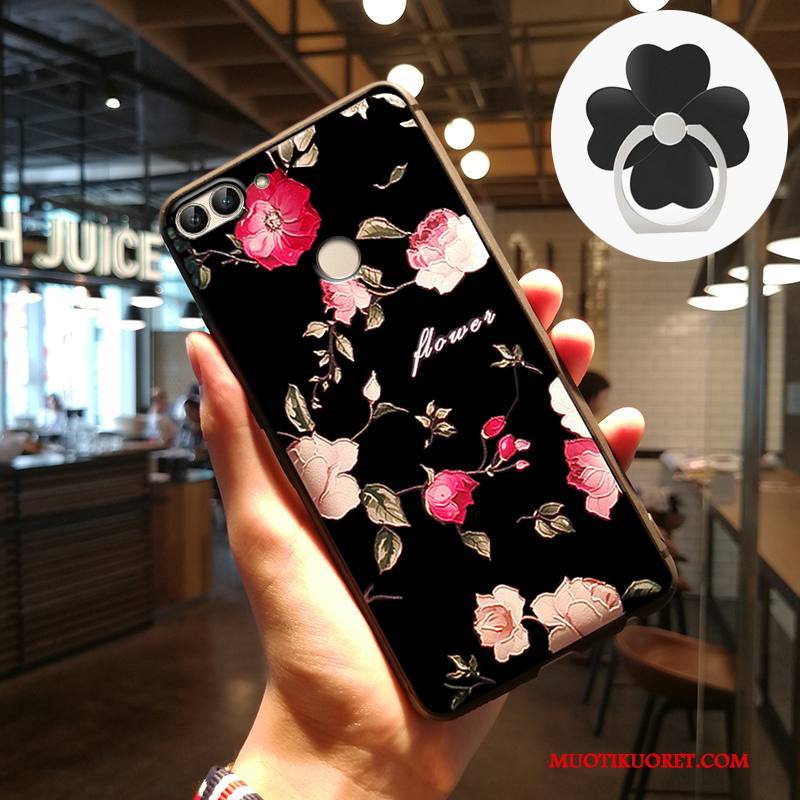 Huawei P Smart Kuori Kohokuviointi Pesty Suede Harmaa Kotelo Puhelimen Kuoret Suojaus Silikoni