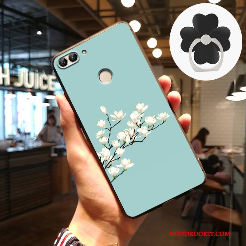 Huawei P Smart Kuori Kohokuviointi Pesty Suede Harmaa Kotelo Puhelimen Kuoret Suojaus Silikoni