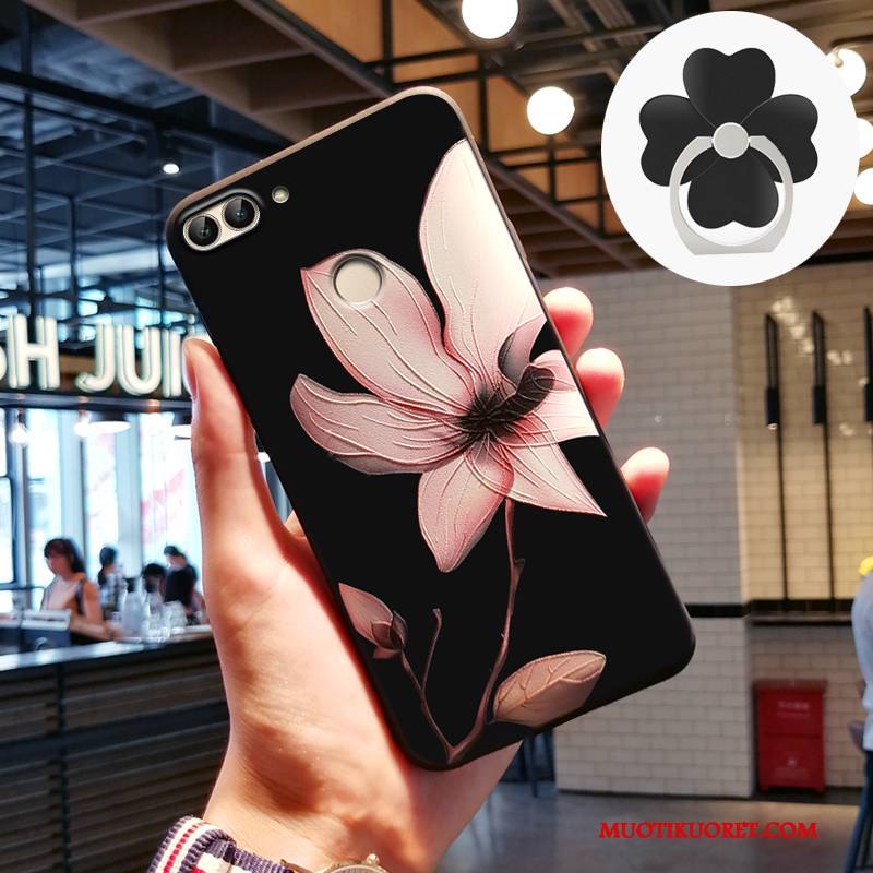 Huawei P Smart Kuori Kohokuviointi Pesty Suede Harmaa Kotelo Puhelimen Kuoret Suojaus Silikoni
