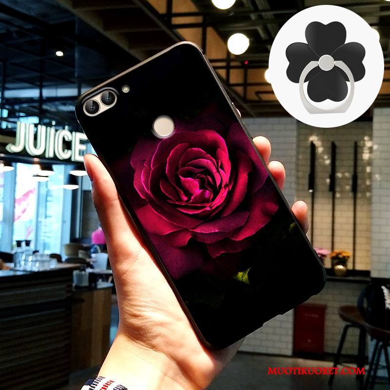 Huawei P Smart Kuori Kohokuviointi Pesty Suede Harmaa Kotelo Puhelimen Kuoret Suojaus Silikoni