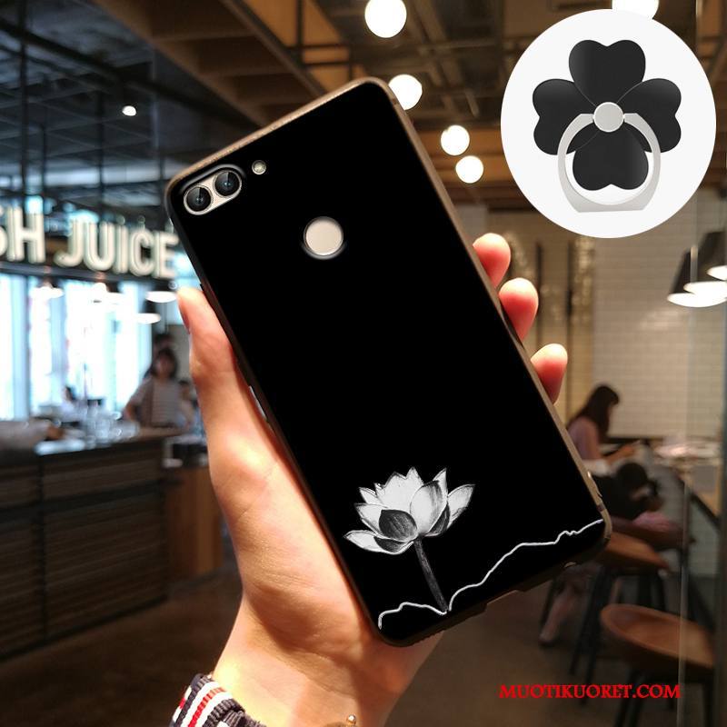 Huawei P Smart Kuori Kohokuviointi Pesty Suede Harmaa Kotelo Puhelimen Kuoret Suojaus Silikoni