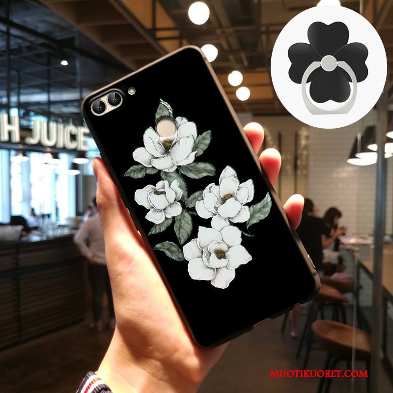 Huawei P Smart Kuori Kohokuviointi Pesty Suede Harmaa Kotelo Puhelimen Kuoret Suojaus Silikoni