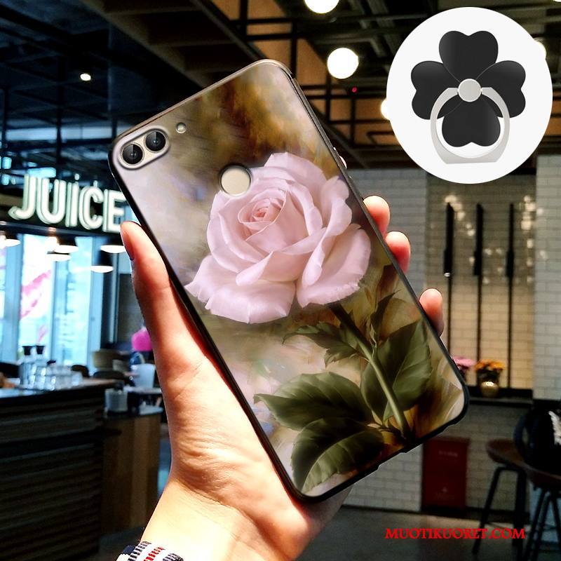 Huawei P Smart Kuori Kohokuviointi Pesty Suede Harmaa Kotelo Puhelimen Kuoret Suojaus Silikoni