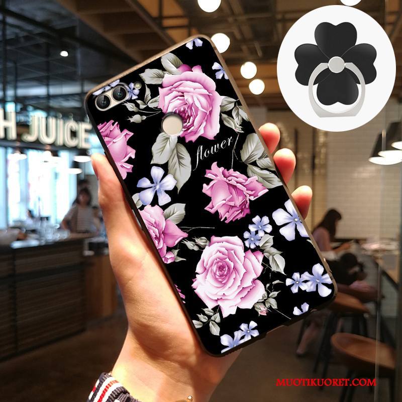 Huawei P Smart Kuori Kohokuviointi Pesty Suede Harmaa Kotelo Puhelimen Kuoret Suojaus Silikoni