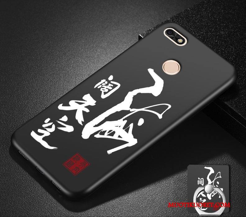 Huawei P Smart Pesty Suede Persoonallisuus All Inclusive Pehmeä Neste Musta Murtumaton Kuori