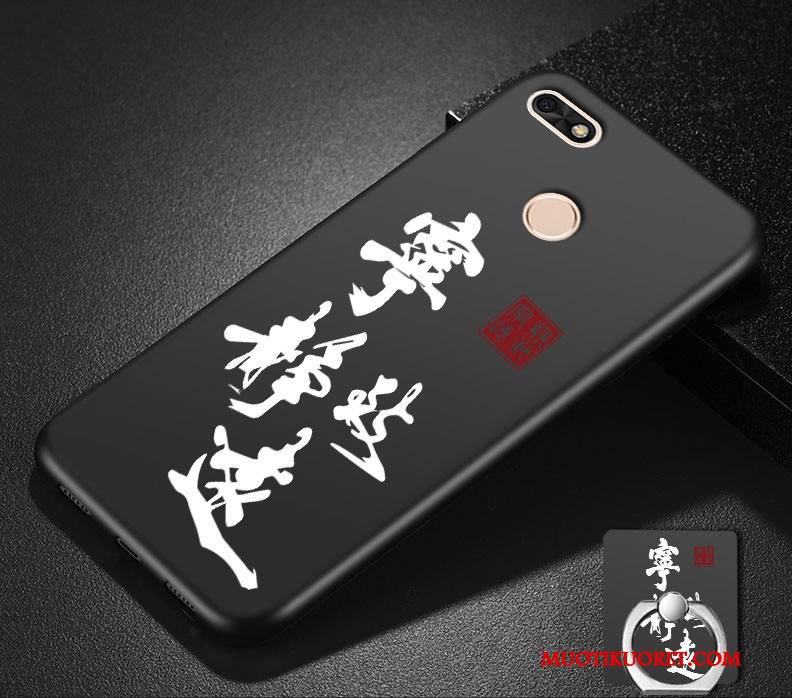 Huawei P Smart Pesty Suede Persoonallisuus All Inclusive Pehmeä Neste Musta Murtumaton Kuori