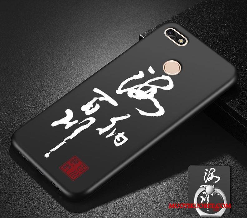Huawei P Smart Pesty Suede Persoonallisuus All Inclusive Pehmeä Neste Musta Murtumaton Kuori