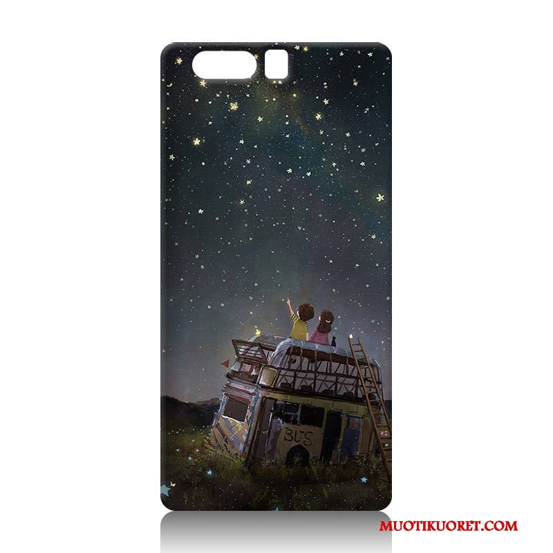 Huawei P10 Kuori Pehmeä Neste Sarjakuva Kotelo Murtumaton Kohokuviointi Violetti Suojaus
