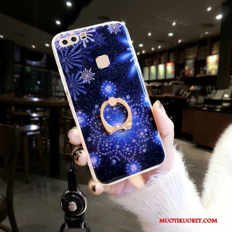 Huawei P10 Kuori Persoonallisuus Sininen Kukka Kotelo Trendi Murtumaton Rakastunut