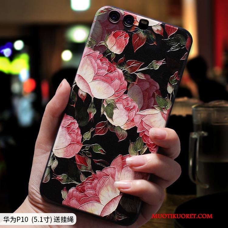 Huawei P10 Kuori Punainen Kohokuviointi All Inclusive Pehmeä Neste Silikoni Persoonallisuus Kotelo