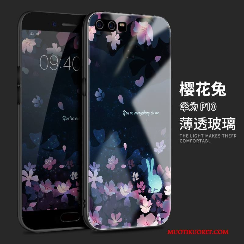 Huawei P10 Kuori Silikoni Luova Lasi Kotelo Violetti Suojaus Persoonallisuus
