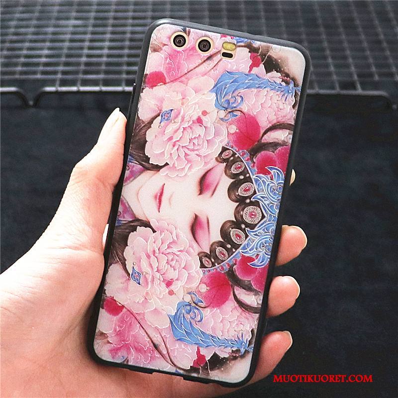 Huawei P10 Plus Kuori Hua Dan Luova Murtumaton Pesty Suede Kiinalainen Tyyli Puhelimen Kuoret Punainen