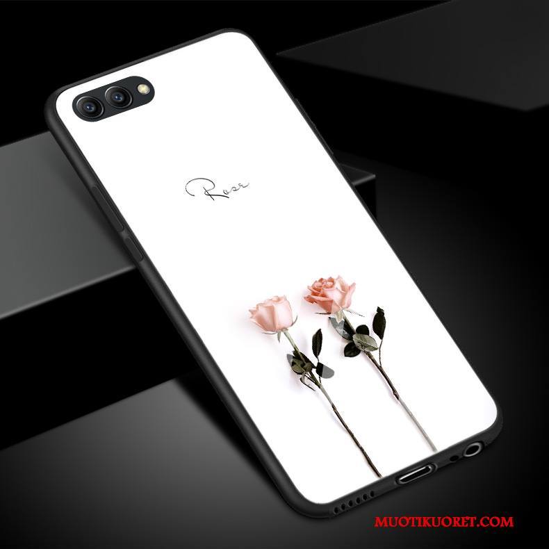 Huawei P10 Plus Lasi Pinkki Kukkia Taide Kuori Silikoni Yksinkertainen