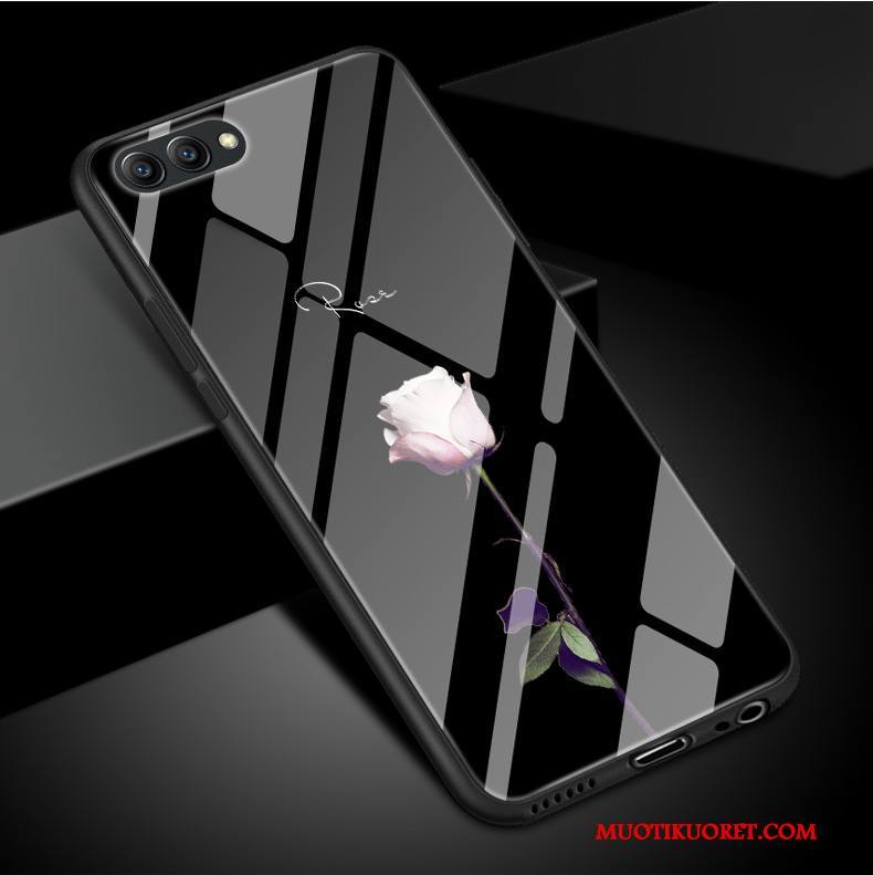 Huawei P10 Plus Lasi Pinkki Kukkia Taide Kuori Silikoni Yksinkertainen