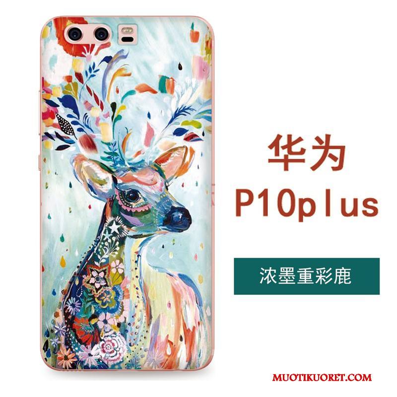 Huawei P10 Plus Luova Kuori Kiinalainen Tyyli Suojaus Taide Pehmeä Neste Vaaleansininen