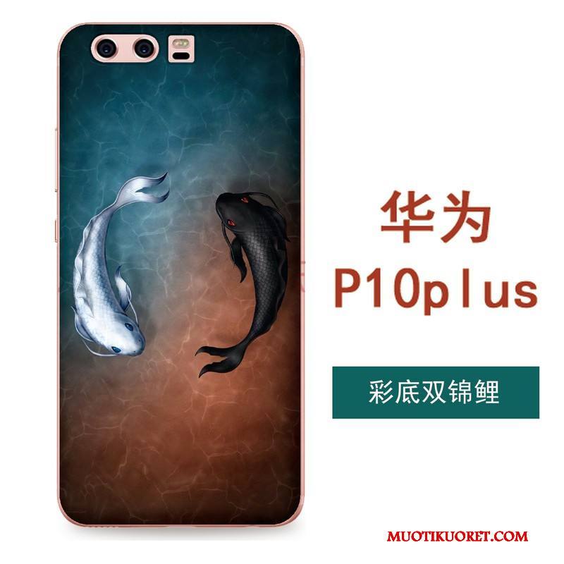 Huawei P10 Plus Luova Kuori Kiinalainen Tyyli Suojaus Taide Pehmeä Neste Vaaleansininen
