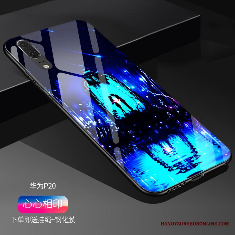 Huawei P20 Kuori Muokata Pehmeä Neste Persoonallisuus Lasi Pesty Suede Malli Luova