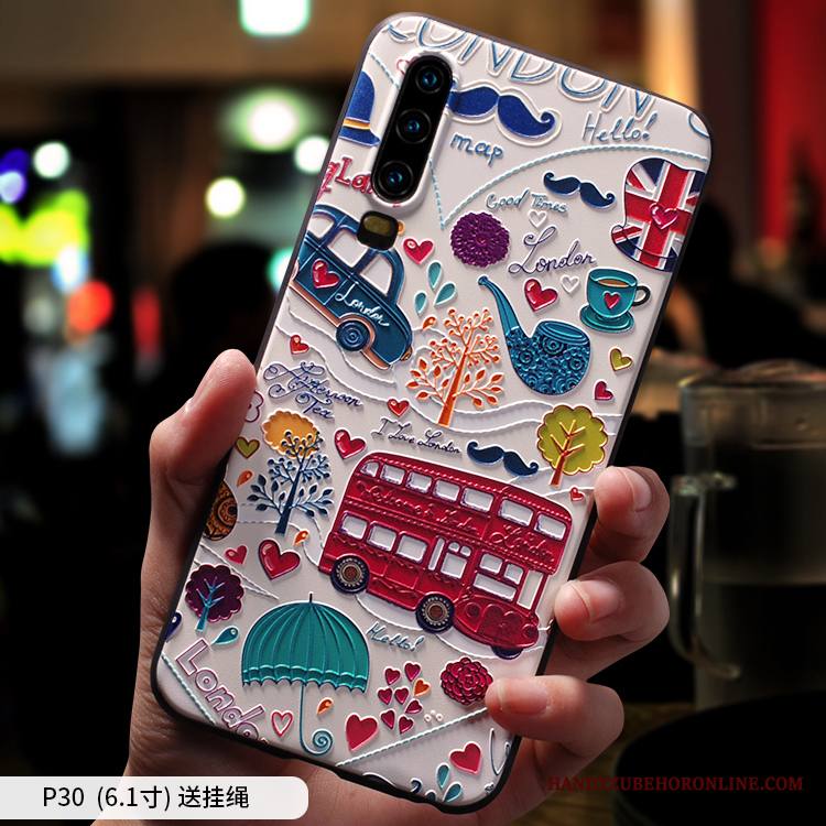 Huawei P30 Kuori Keltainen Silikoni Ripustettavat Koristeet Tila Ohut Tide-brändi Sarjakuva
