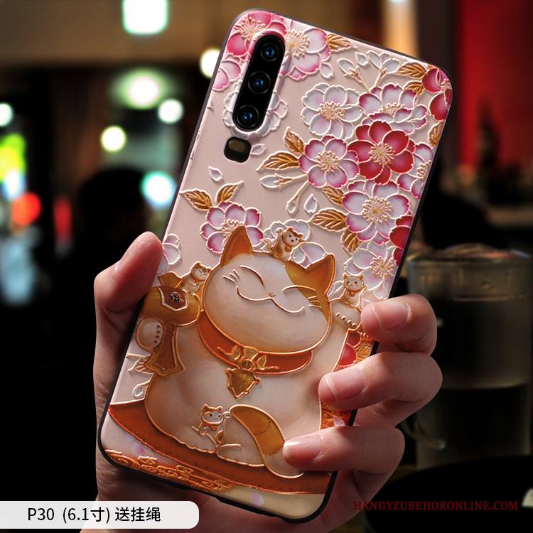 Huawei P30 Kuori Keltainen Silikoni Ripustettavat Koristeet Tila Ohut Tide-brändi Sarjakuva
