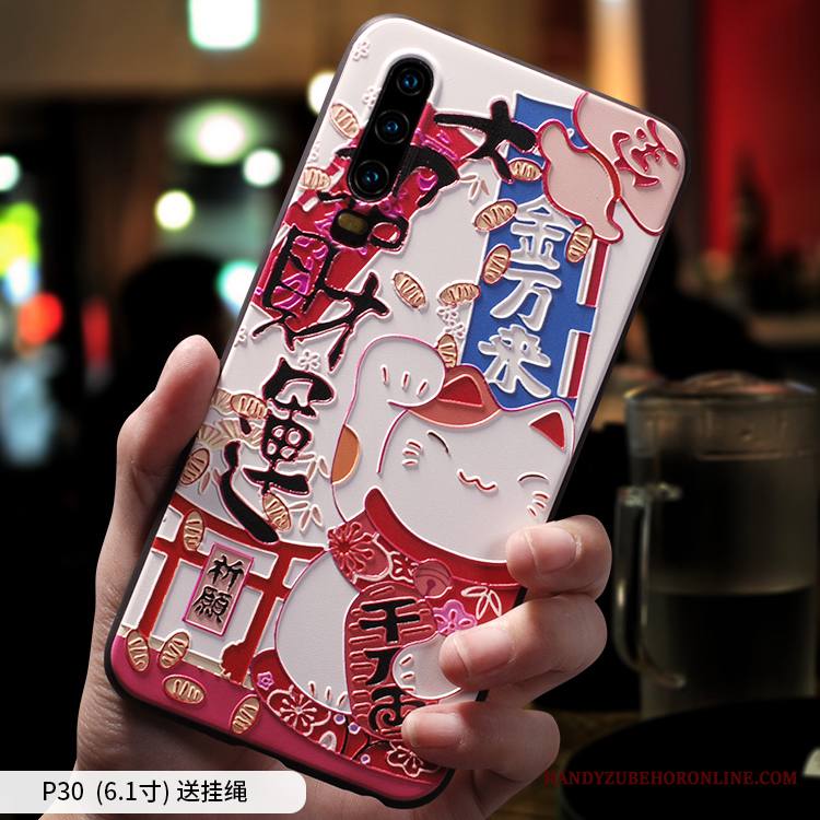Huawei P30 Kuori Keltainen Silikoni Ripustettavat Koristeet Tila Ohut Tide-brändi Sarjakuva