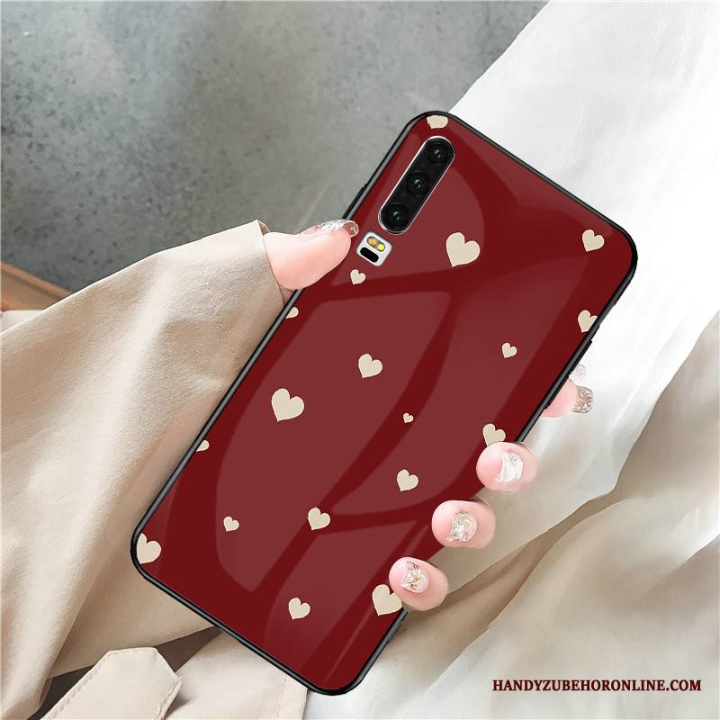Huawei P30 Kuori Lasi Net Red Punainen All Inclusive Puhelimen Kuoret Murtumaton Tide-brändi