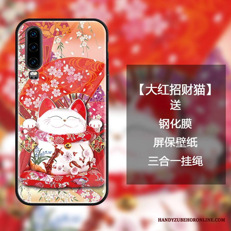 Huawei P30 Kuori Sarjakuva Lasi Puhelimen Kuoret Tide-brändi Rikkaus Luova Kotelo