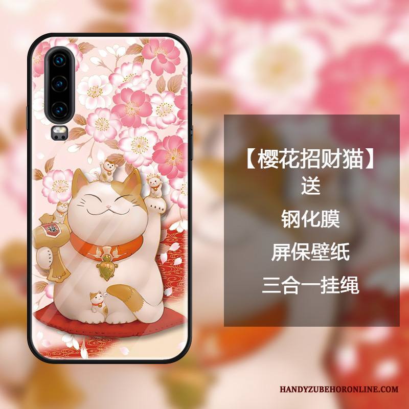 Huawei P30 Kuori Sarjakuva Lasi Puhelimen Kuoret Tide-brändi Rikkaus Luova Kotelo