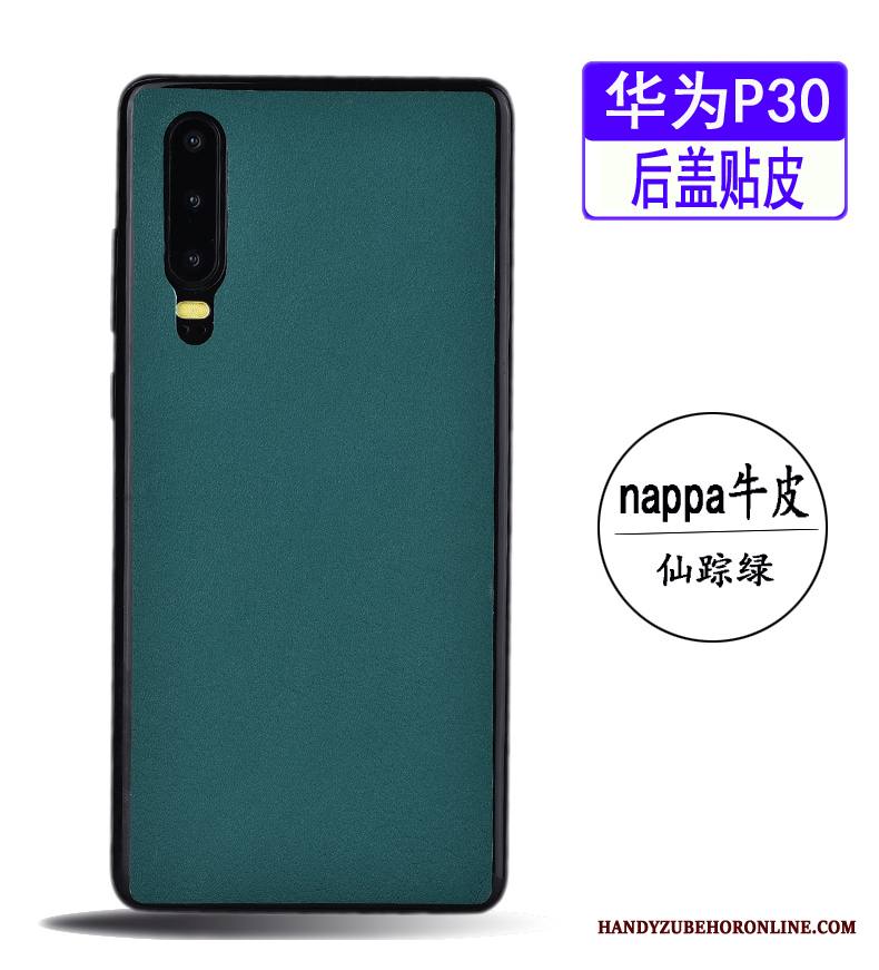 Huawei P30 Liiketoiminta Yksinkertainen Kukkakuvio Ultra Nahka Kuori Lehmä