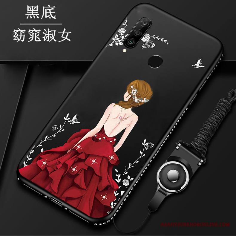 Huawei P30 Lite Kuori Luova Ripustettavat Koristeet Punainen Pehmeä Neste Tila Puhelimen Kuoret