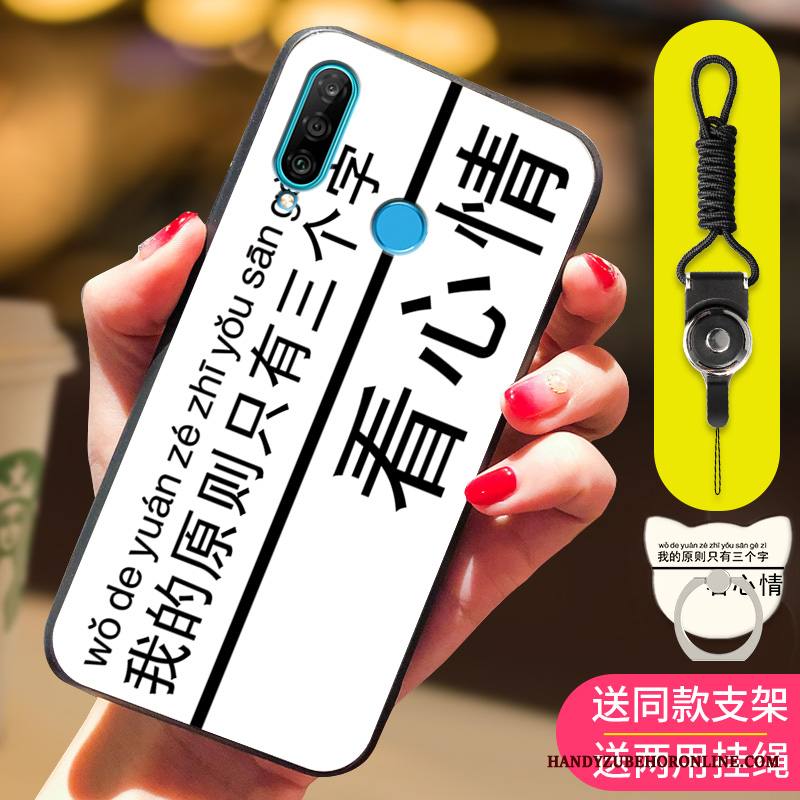 Huawei P30 Lite Kuori Ripustettava Kaula Musta Persoonallisuus Luova Pesty Suede Trendi Puhelimen Kuoret