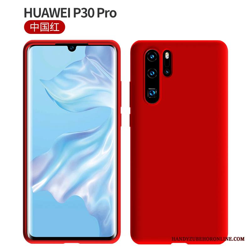 Huawei P30 Pro Kotelo Kuori Ylellisyys Kiinteä Väri Pehmeä Neste Murtumaton Punainen