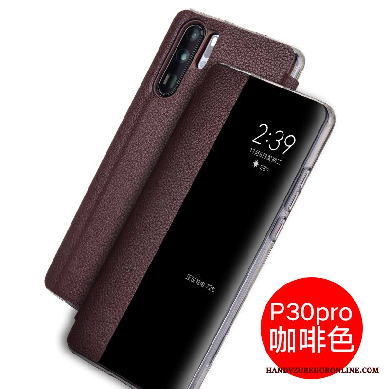 Huawei P30 Pro Kuori Sininen Aito Nahka Suojaus Kotelo Nahkakotelo Kuoret Puhelimen Kuoret