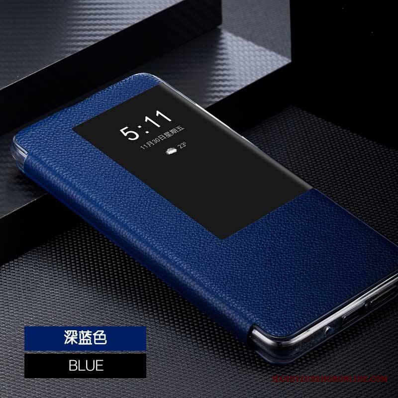 Huawei P30 Pro Kuori Sininen Aito Nahka Suojaus Kotelo Nahkakotelo Kuoret Puhelimen Kuoret